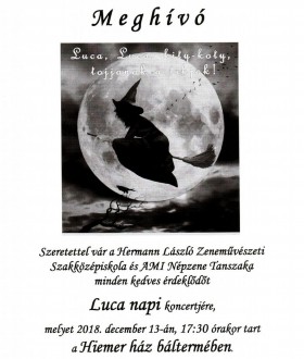 Luca-nap a Hiemer-házban - népszokásokat, dalokat elevenít fel a Népzene Tanszak